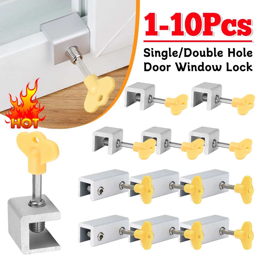 1-10PCS Aluminium Legierung Fenster mit Schloss Stopper Schiebefenster Anti-diebstahl schloss Fenster Schiebetür baby Sicherheit Türen Schloss