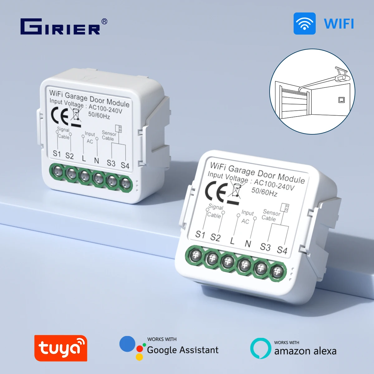 GIRIER Tuya WiFi Smart Garage Türöffner Controller für Home Automation DIY Breaker Relais Unterstützung APP Fernbedienung Arbeit Alexa Image