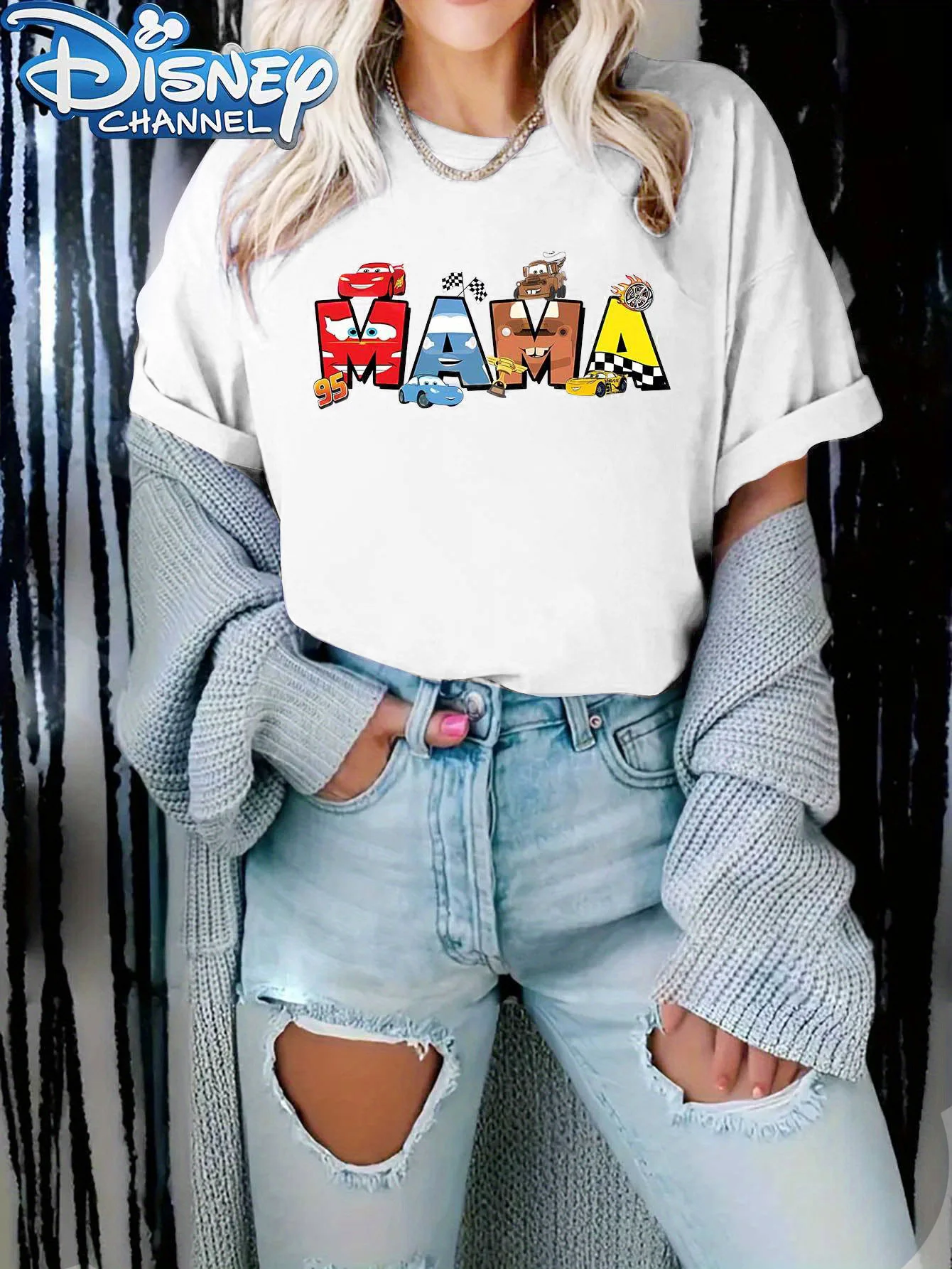 Cars Lightning McQueen Mama Dad Sommer T-Shirt Jungen Mädchen Familie Eltern-Kind-Kleidung Lässige Übergroße Männer Frauen Kurze Ärmel Image