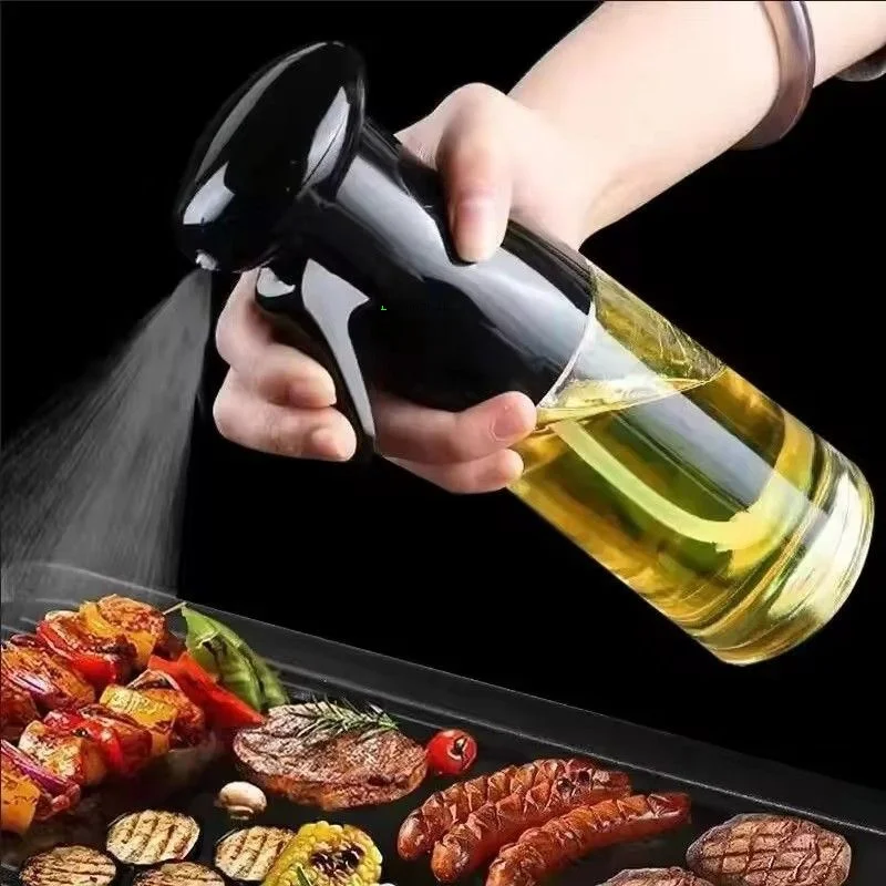 1 pz nero trasparente bottiglia di olio da cucina olio da cucina spray bottiglia di olio d'oliva fitness barbecue spray distributore di olio per uso domestico