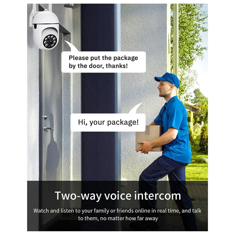 A98TO Outdoor-Überwachungskameras, 2,4 GHz WLAN-Kameras für die Sicherheit zu Hause, 1080P Dome-Überwachungskameras 360 ° Anzeige, 2-Wege-Audio Image