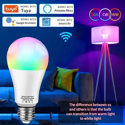 Tuya WiFi Smart LED Light Bulb 12W 15W 18W E27 RGB Smart Lamp Smart Life Alexa Google Home For Bedroom Living Room Decor