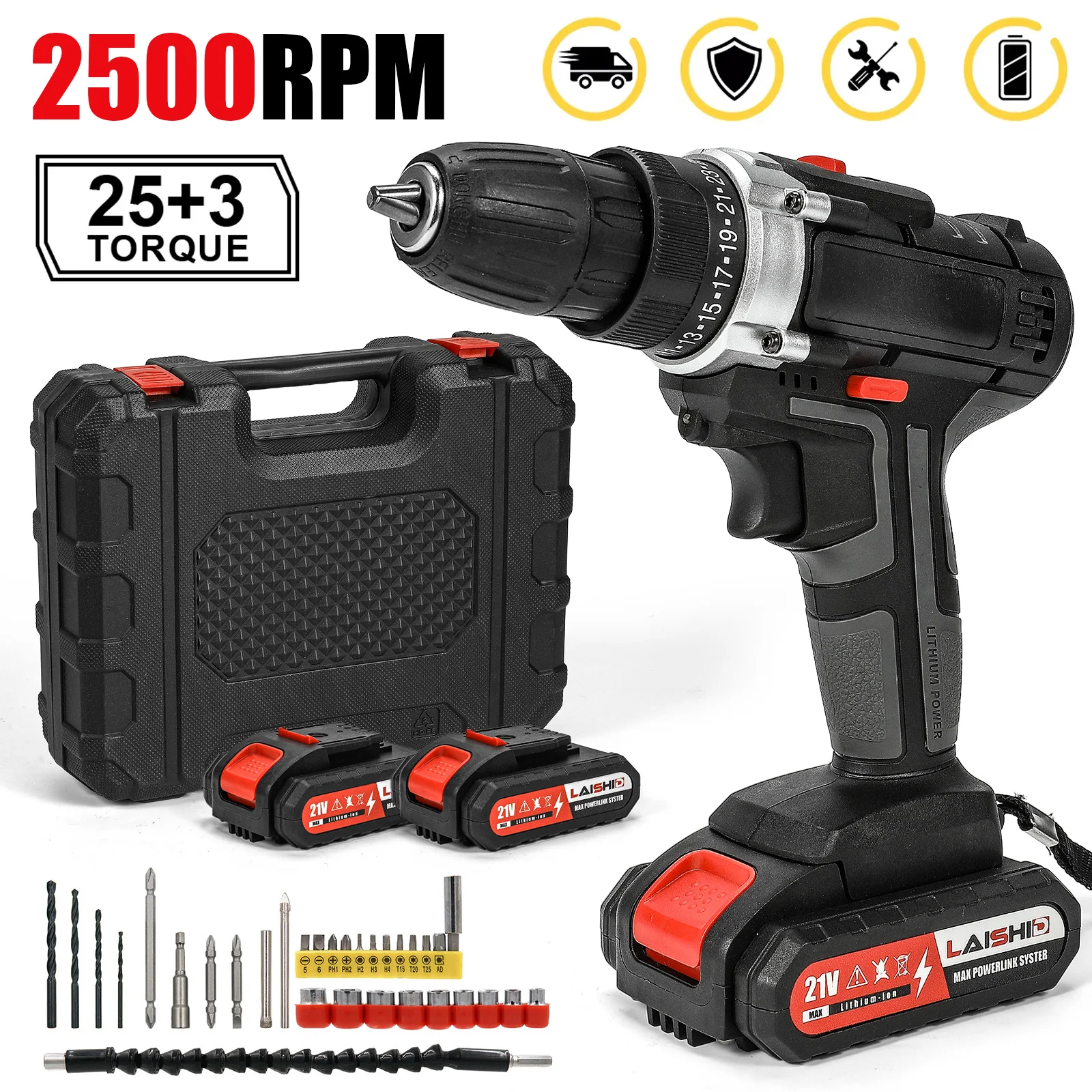 Trapano a percussione a batteria 21V Cacciavite elettrico Trapano a percussione elettrico Mini trapano a mano senza fili Utensili elettrici a batteria agli ioni di litio