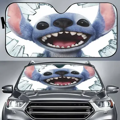 Cute Plush Stitch Windshield Sun Shade For Car Car Windshield Sunshade Front Window Sunshade