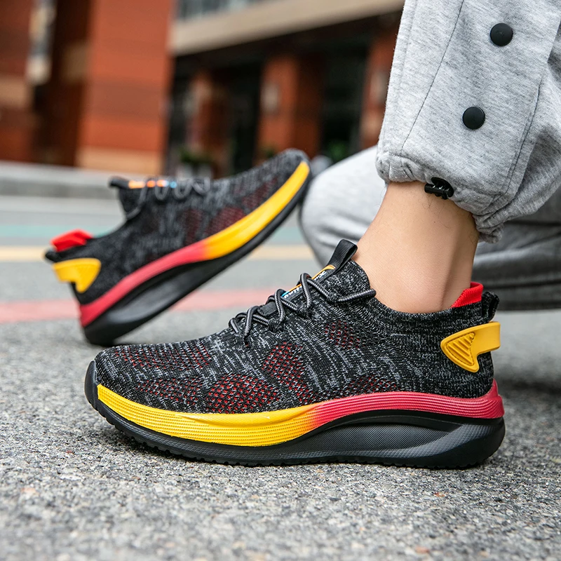 Größe 39-46 Turnschuhe für Herren, zum Laufen, Gehen, Strickschuhe, modisch, lässig, hochwertig, für Sport, Sport, Fitnessstudio, leichte Herren-Freizeitschuhe