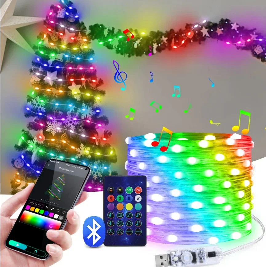 USB LED Lichterkette Licht 5m/10m/20m/30m Fernbedienung Lichter Fee Girlanden Hochzeit Weihnachten Urlaub Dekor Lampen Image