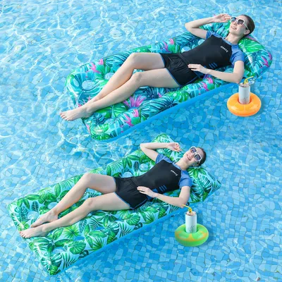 1PC Inflatable Floating Hammock for Adults (Reinforced) + Free Can Holder & 21-Hole Hammock - Summer Water Lounger
