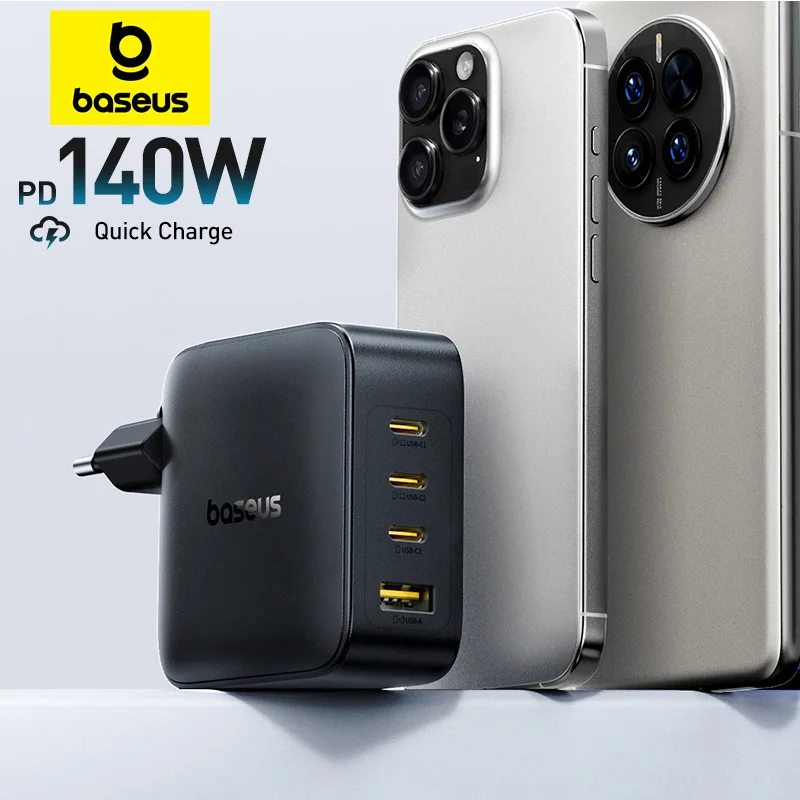 【Nuova vendita】Baseus Caricatore da 140 W Caricatore PD Caricatore USB C Caricatore rapido per MacBook Tablet Caricatore per telefono per iPhone 17 16 15 14
