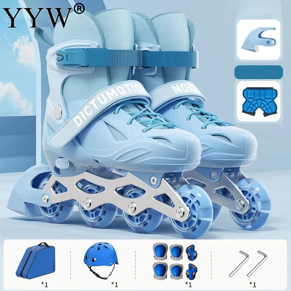 Kinder Inline-Rollschuhschuhe für Jungen und Mädchen, blinkende 4-Räder-Skates für Erwachsene, Damen und Herren, Outdoor-Skating-Sneaker, verstellbare Größe 26–41