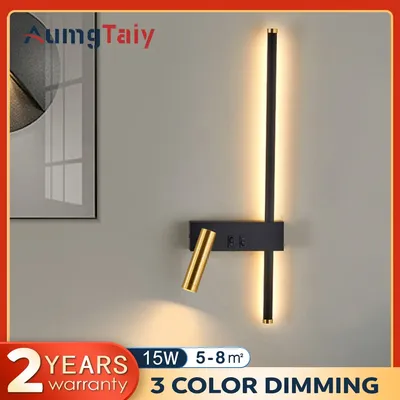 LED Reading Lights With Switch Rotatable Spotlight Wall Lamps Bedroom Bedside Strip Lights for Bedroom Background Wall Lights