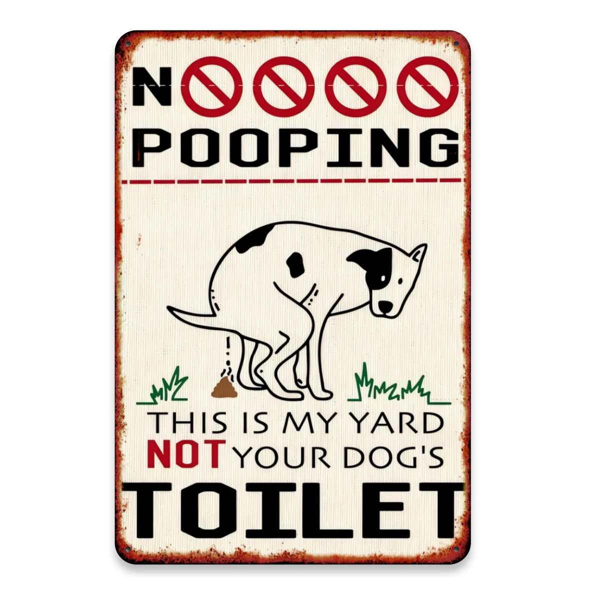 No Dog Poop, This Is My Yard“ – quadratisches Metallschild für Bars, Cafés und Clubs | Robustes Wanddekor aus Eisen Image