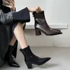 High Heel Spitzschuh Damen Stiefeletten Damen Elegant Slim Short Booties Herbst Winter Damenschuhe