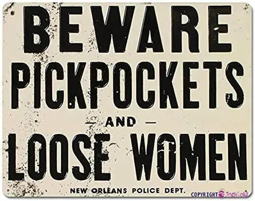 TSOSK Retro-Metallblechschild „Beware of Pickpockets and Loose Women“-Schild „Cave, Bar, Club, Home“-Wandkunst Image