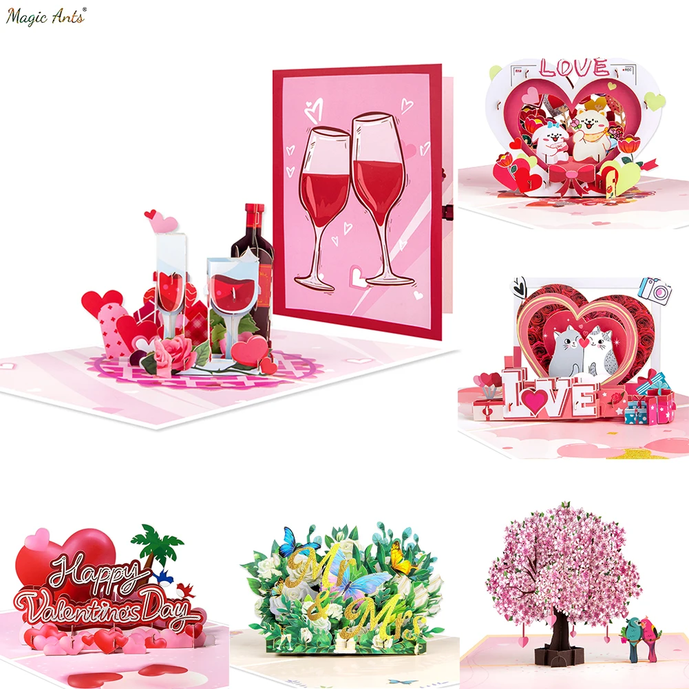 3D-Liebes-Pop-up-Karte für Valentinstag, Hochzeitseinladungen, Jahrestag, Ehefrau, Ehemann Image
