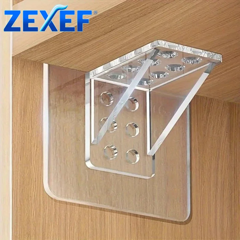 ZEXEF 2/4/16 Stück Regalträger Wandmontage Wohnaccessoires Kostenloser Kleber Starke Halterung Stanzen Nagelboote Clip Schrank Kunst TV Image