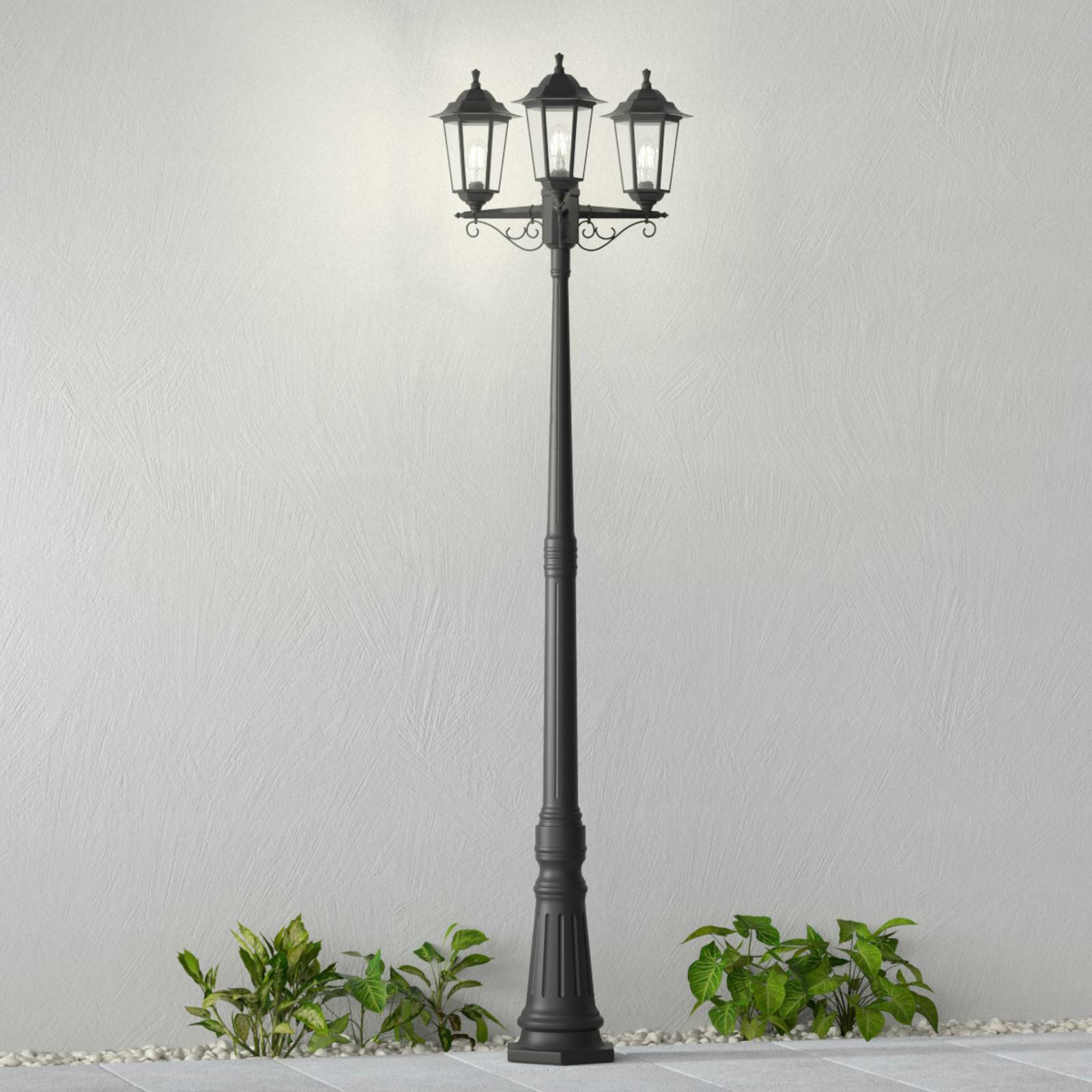 Lindby outdoor light Nane, 217cm, black, seawater resistant, E27 Nane Lindby, dimmable, Black, Plastic, Antique, Post Light