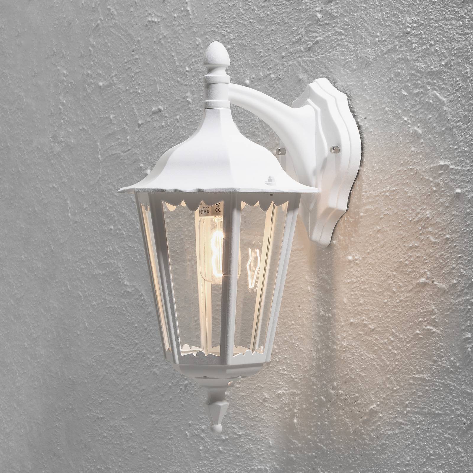 Konstsmide Outdoor Wall Light FIRENZE, dimmable, White / opal, Aluminium, Country House / Rustic, Outdoor Wall Light