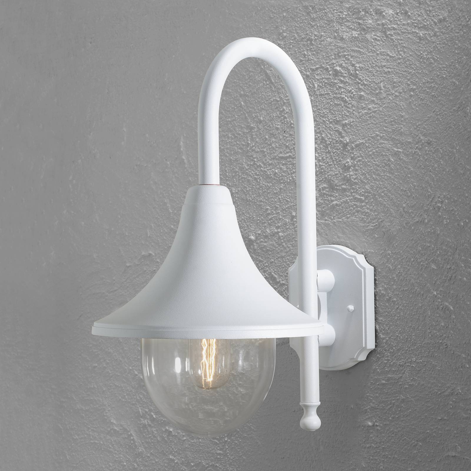 Konstsmide Outdoor Wall Light Bari, dimmable, White / opal, Aluminium, Outdoor Wall Light
