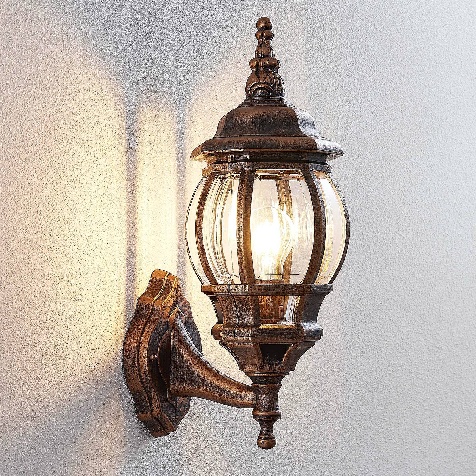 Outdoor Wall Light Nadesha Lindby, dimmable, Brass / gold, Plastic, Antique, Outdoor Wall Light