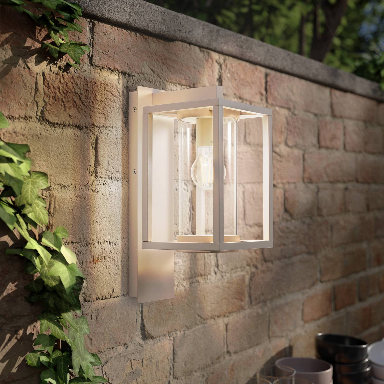 Outdoor Wall Light Ferda Lucande, dimmable, Cream / amber, Aluminium, Modern, Outdoor Wall Light
