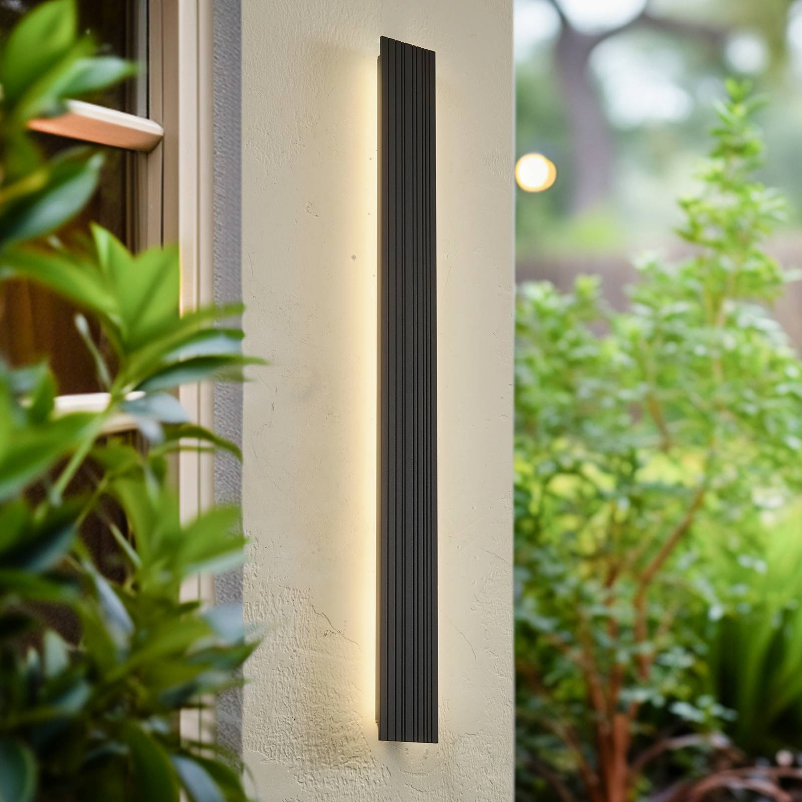 LED Outdoor Wall Light Melira Lucande, Black, Aluminium, Modern, Outdoor Wall Light