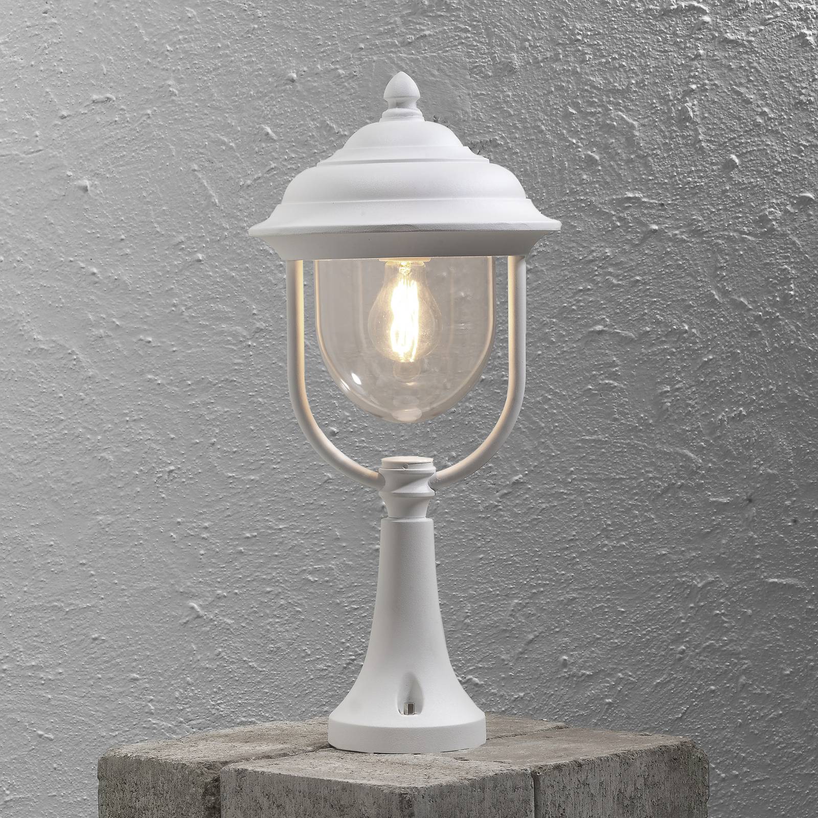 Konstsmide Pillar Light PARMA, White / opal, Aluminium, Country House / Rustic, Outdoor lights