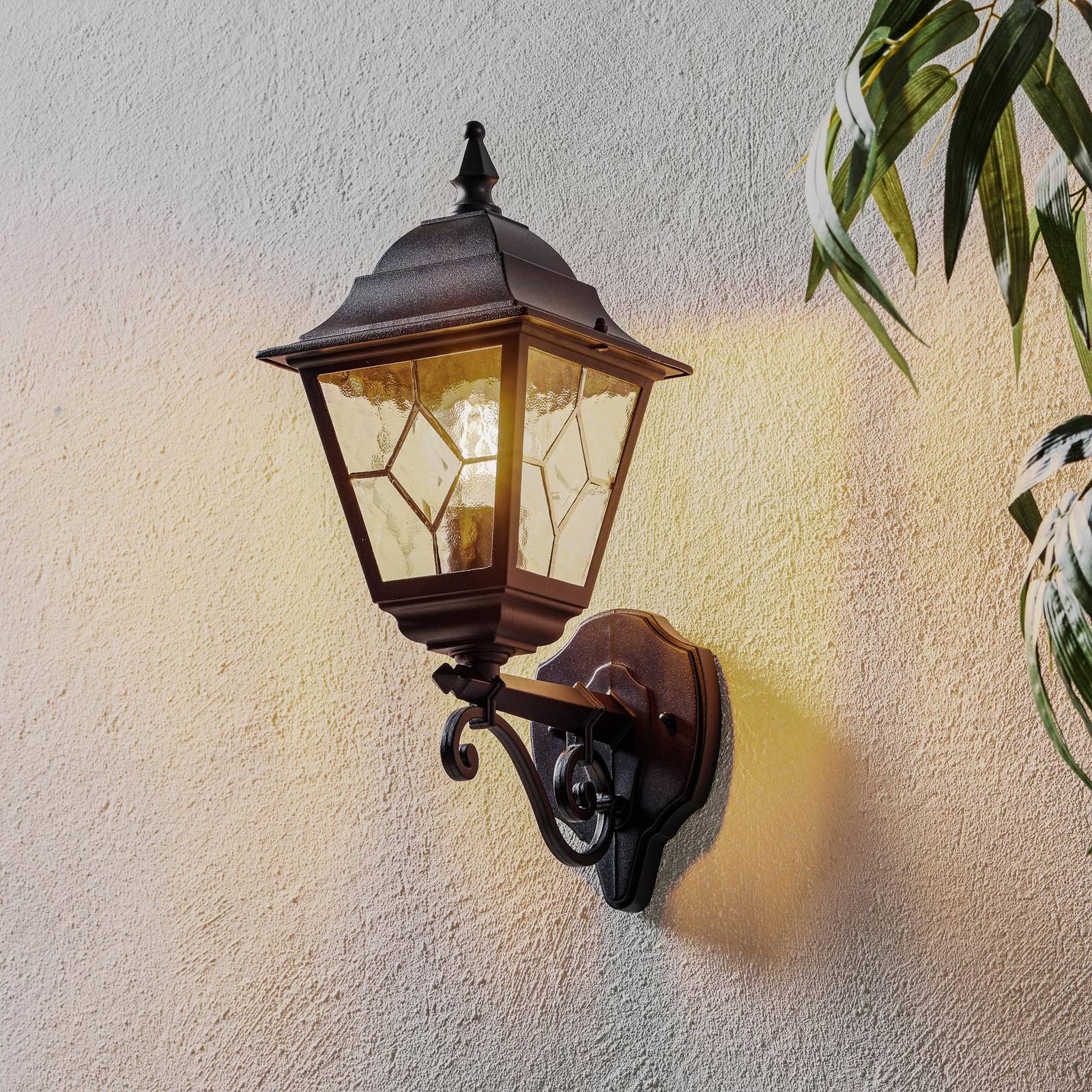 Elstead Outdoor Wall Light Norfolk NR1, dimmable, Black, Glass, Antique, Outdoor Wall Light