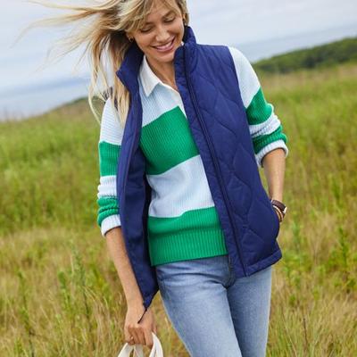 Insulated FeatherFree Onion Quilted Gilet, Women, size: 20, regular, Blue, Polyester, by Lands' End