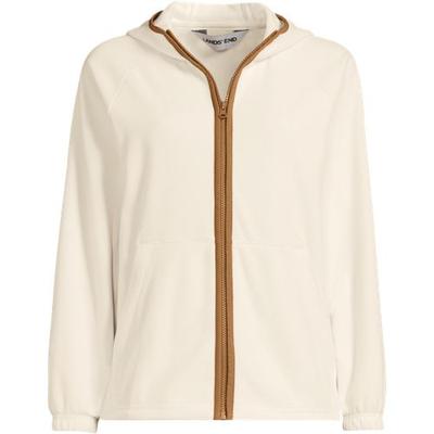 Anyweather Hooded Fleece Jacket, Women, size: 20-22, plus, Ivory, Polyester, by Lands' End