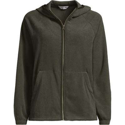 Anyweather™ Water Repellent Hooded Fleece Jacket, Women, size: 10-12, regular, Green, Polyester, by Lands' End