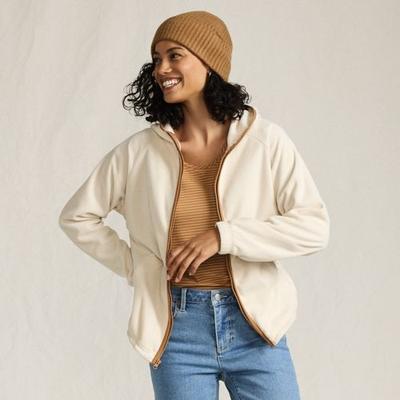 Anyweather™ Water Repellent Hooded Fleece Jacket, Women, size: 14-16, regular, Ivory, Polyester, by Lands' End