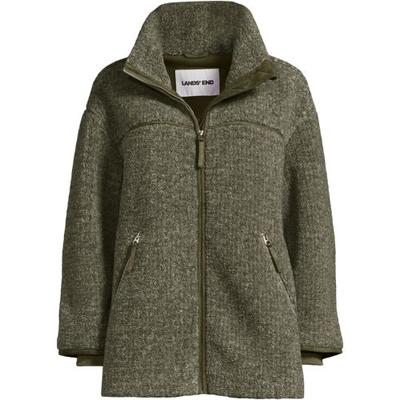 Bob Trimmed Borg Jacket, Women, size: 8, petite, Green, by Lands' End