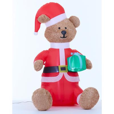 6' Inflatable Santa Bear by BrylaneHome in Red
