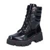 Schnürstiefelette RIEKER "Rieker Stiefelette Lederimitat", Damen, Gr. 43, schwarz (schwarz lack), Lederimitat, casual, Schuhe