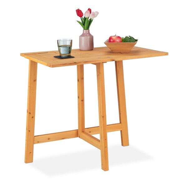 relaxdays Rechteckiger Klapptisch aus Holz hellbraun braun