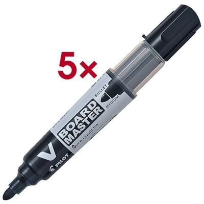 Pilot 5x Whiteboard-Marker »V-Board Master« nachfüllbar mit Patronen-System schwarz Image