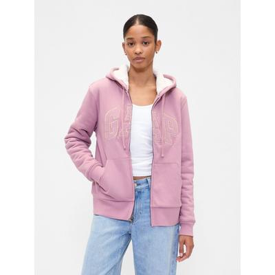 Gap Pink Relaxed Logo Sherpa-Lined Zip Hoodie