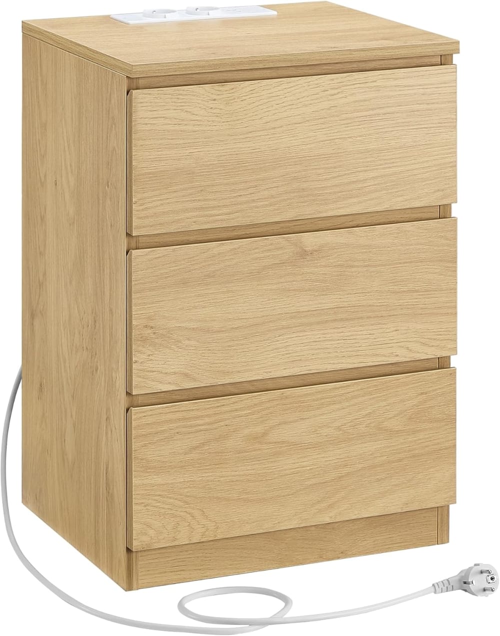 Comodino con stazione di ricarica e 3 cassetti colore giallo