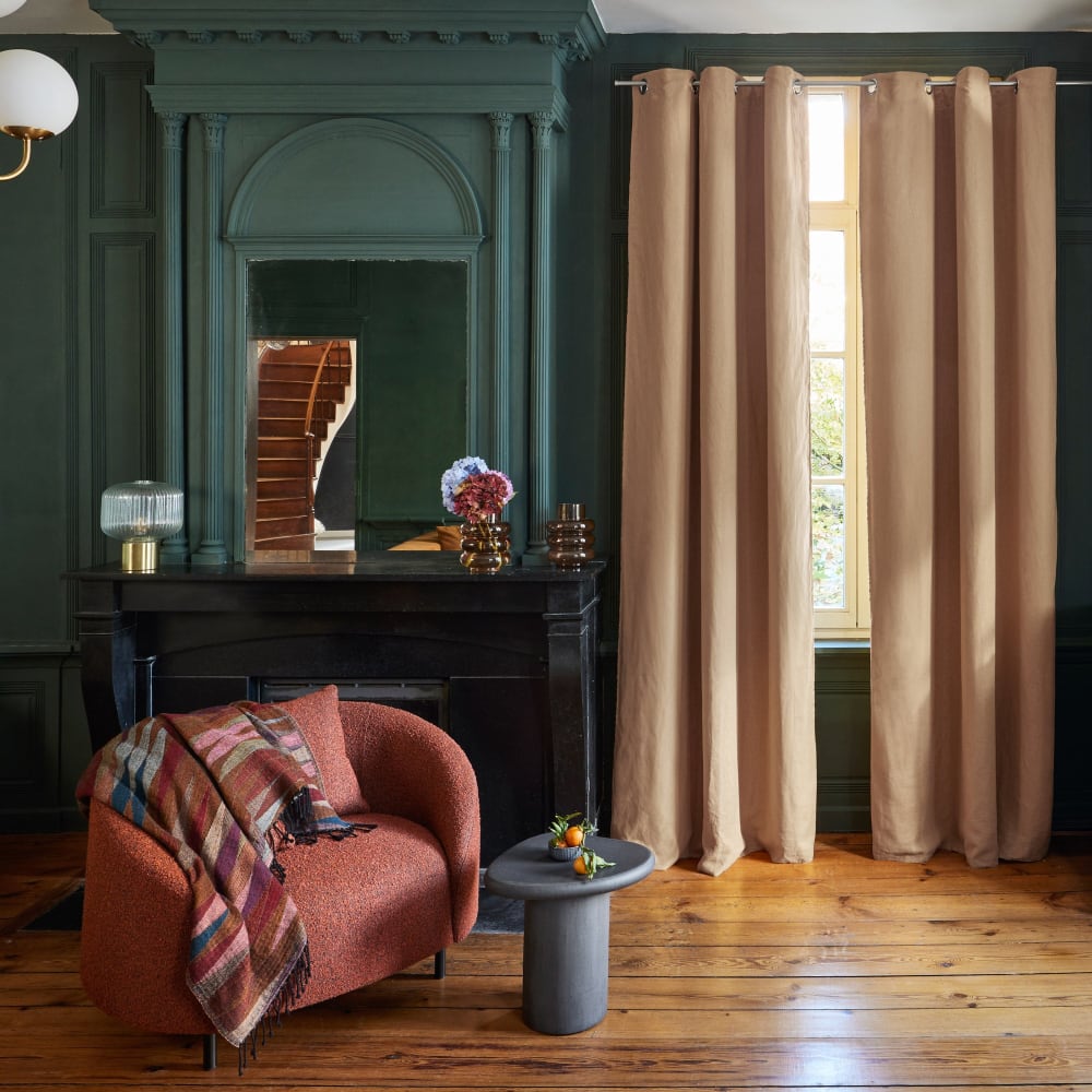 Tenda ad occhiello foderata di oscurante Lavaggio sabbia 140x345 cm