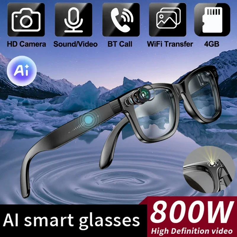 2025 Anti-Shake-Videokamera-Brille, Farbwechsel-Objektiv, AI-Smart-Brille, Musik-Rauschunterdrückung, Bluetooth, Anruf, intelligente Sonnenbrille, Mann Image