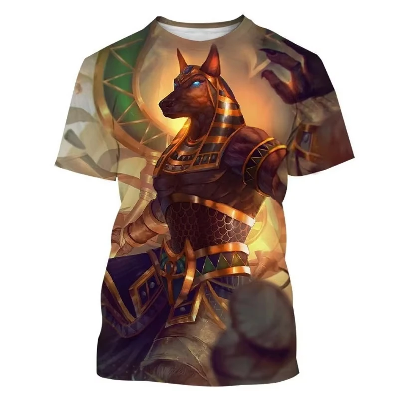 Alten Ägyptischen Gott Anubis Männer T-shirt Sommer 3D Druck Männer T Shirt Übergroßen Kurzen Ärmeln Sommer Frauen T-Shirt Kind T-shirt Y2 Image