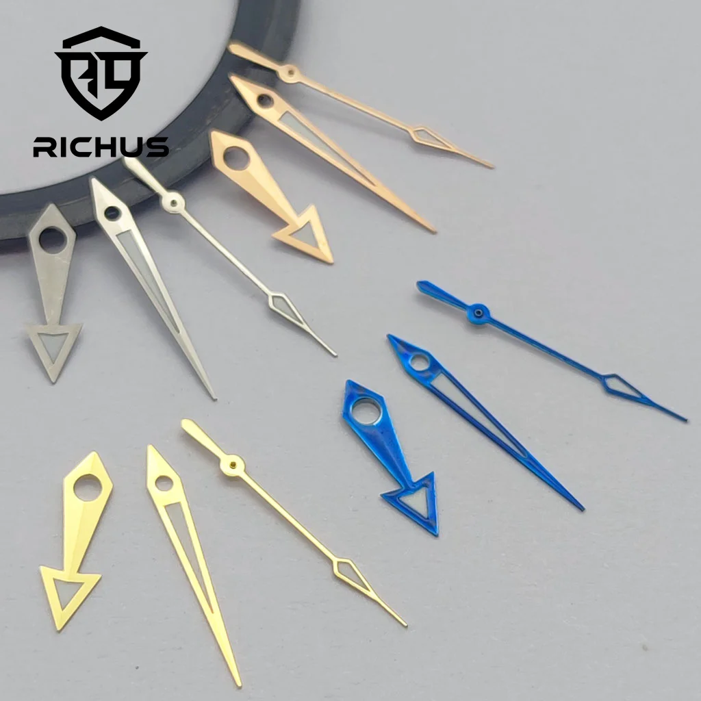 RICHUS NH35-Uhrzeiger, silberne Uhrzeiger, grün leuchtend, passend für NH34 NH35 NH36 ETA 2824 2836 Miyota 8215-DG-Uhrwerk Image