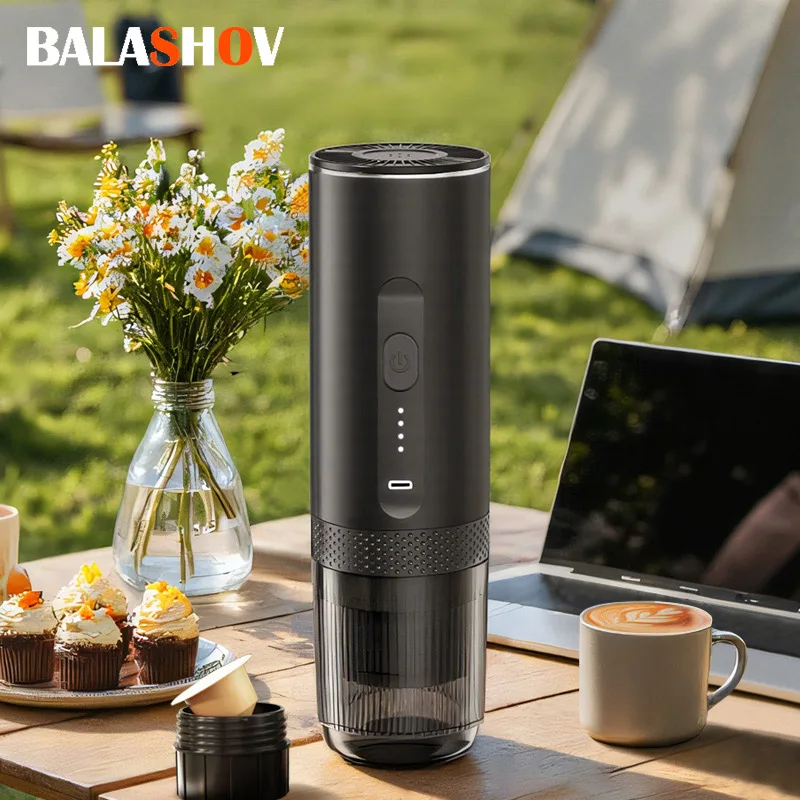 2-in-1 kabellose elektrische Espressomaschine für Auto und Zuhause, Camping, tragbare Kaffeemaschine, Kapselpulver, Reise-Kaffeemaschine Image