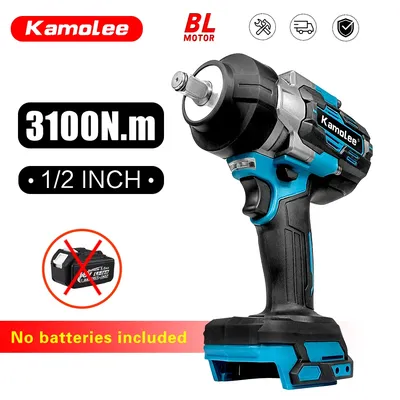 Kamolee 3100NM High Torque Brushless Electric Wrench 1/2 Inch Cordless Impact Wrench Handheld21V Battery Rechargeable Power Tool