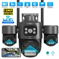 Telecamera IP WiFi a 3 schermi HD da 15 MP a 3 obiettivi Telecamera IP WiFi a doppio obiettivo da 8 MP Tracciamento automatico IP66 Telecamera di sicurezza video CCTV impermeabile iCsee