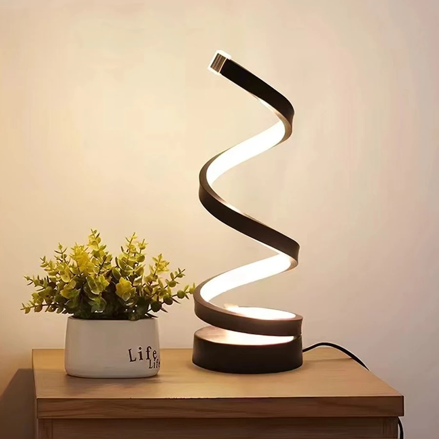 Moderne Spirale Tisch LED Nachtlicht Dimmbare Schreibtisch Lampe Wohnzimmer Nachttisch Lampe Nachttisch Studie Büro Schlafzimmer Dekoration