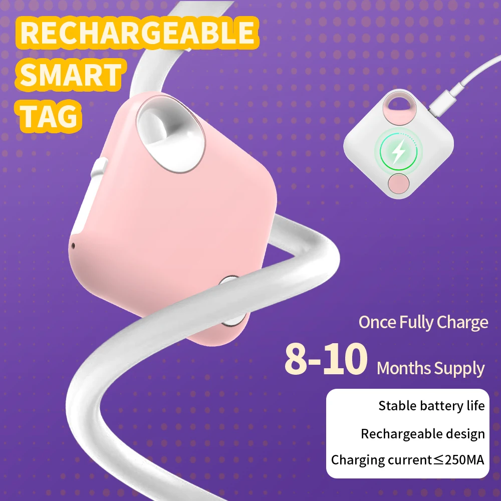 2025 Wiederaufladbarer GPS-Tracker für Apple Find My App IOS Smart Tag, Spleißfarben, Stil, Locator, Geldbörse, Schlüssel, Anti-Verlust-Erinnerung Image