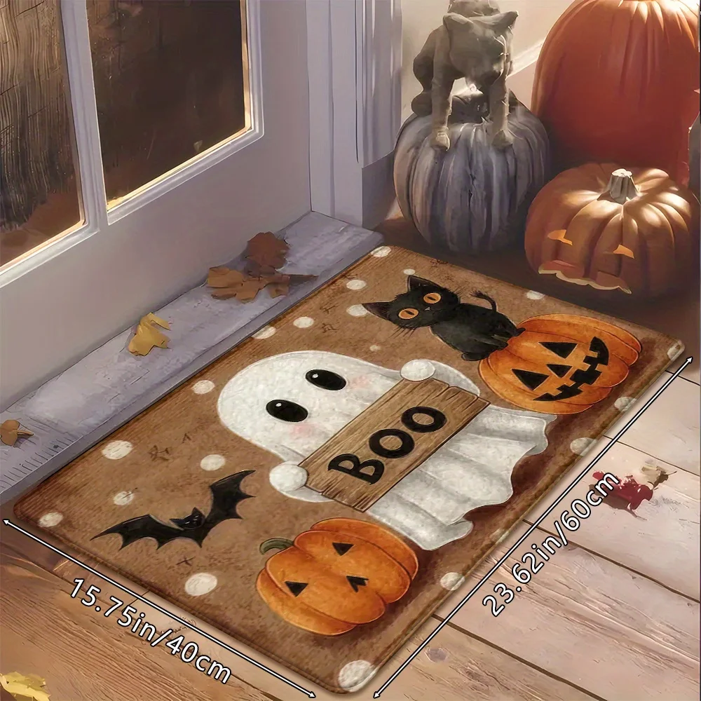 1 Stück Halloween-Fußmatte, gruselige Veranda, Küche, Badezimmer-Dekoration, Halloween-Dekoration, Bodenmatte, festliches Eingangsbereich, Zubehör, Teppich, Zuhause Image