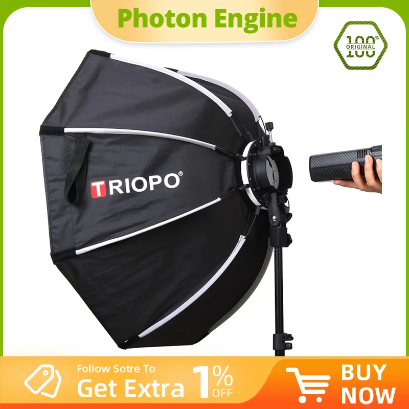 Triopo KX65 65 cm KX90 90 cm Speedlite Octagon Regenschirm Softbox Outdoor-Blitz Softbox für Godox V1 Speedlite Softbox Image