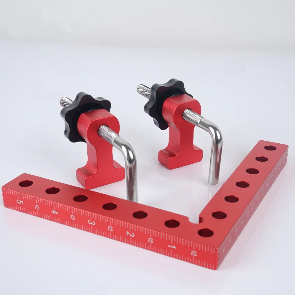 1 Set Morsetti da 90 gradi per la lavorazione del legno 140mm/5.5 pollici Clip di posizionamento ad angolo retto in alluminio Morsetto angolare Righello quadrato